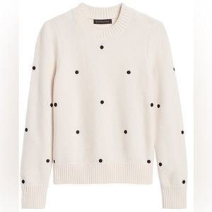 Banana Republic white yarn sweater with black dots